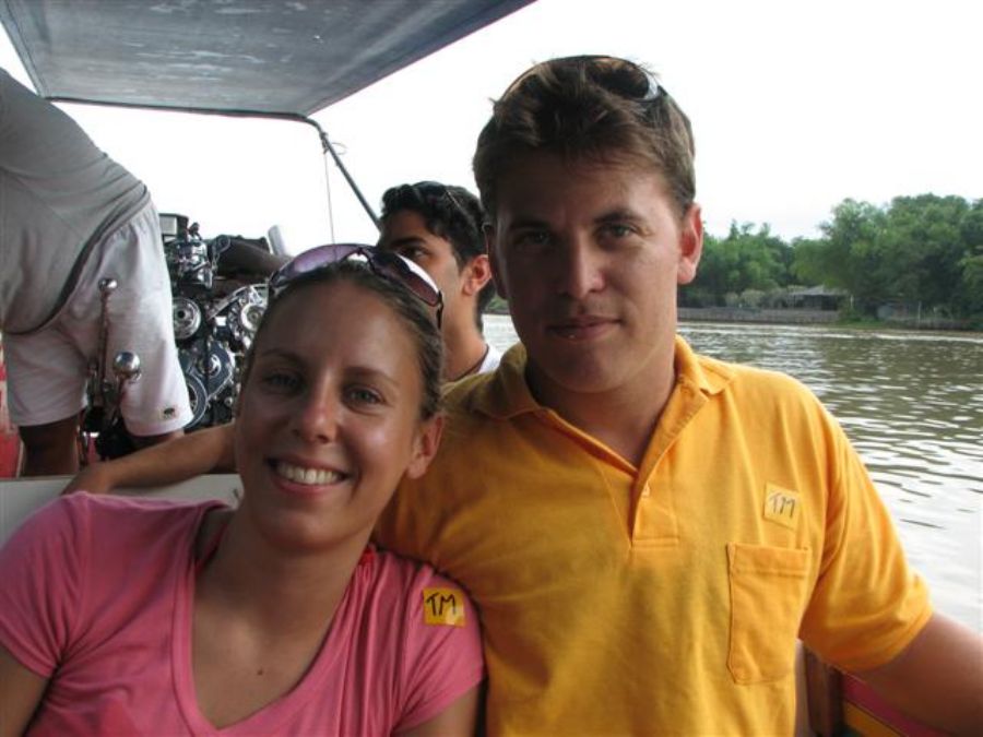 On a speed boat